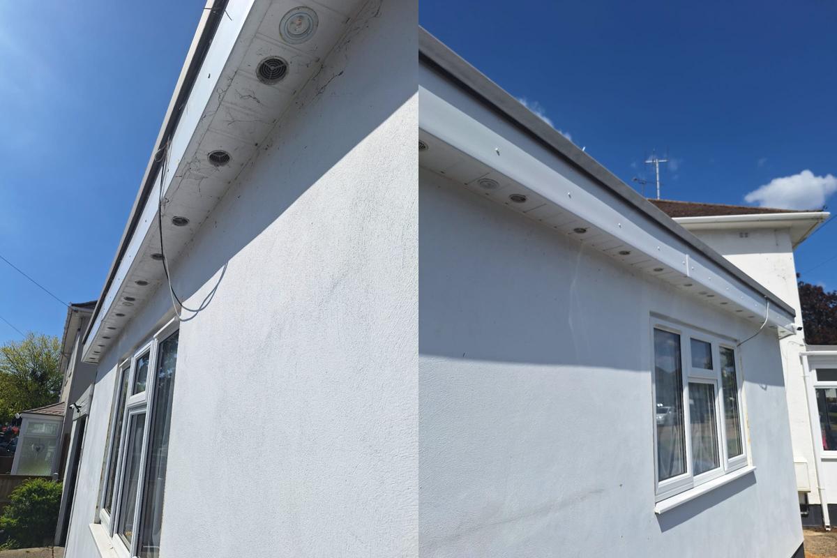 Before and after fascia, soffit and gutter clean in Leigh-on-Sea (SS9)